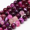 Natural Striped Agate/Banded Agate Bead Strands G-K155-A-8mm-02-1