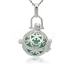 Silver Color Plated Brass Hollow Round Cage Pendants KK-J216-16S-1