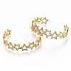 Brass Micro Pave Clear Cubic Zirconia Cuff Bangles BJEW-S142-003-NF-1