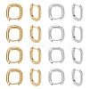 16Pcs 2 Colors Half Spiral Rectangle Brass Hoop Earrings for Women EJEW-UN0003-26-1