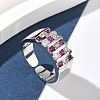 Brass Micro Pave Cubic Zirconia Cuff Open Rings RJEW-C158-04P-3