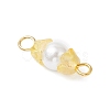 Baking Paint Pearlized Glass Pearl & Acrylic Flower Connector Charms PALLOY-JF04299-02-4