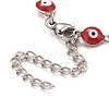 Enamel Oval with Evil Eye Link Chains Bracelet BJEW-P271-04P-01-3