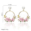 Ring with Flower Alloy & Rhinestone & Polymer Clay Stud Dangle Earrings FS-WGDD86E-04-3