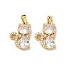 Brass Micro Pave Clear Cubic Zirconia Pendants KK-H265-05G-1
