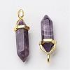 Natural Amethyst Pointed Pendants G-G902-A04-1
