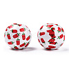 Printed Natural Wooden Fruit Beads WOOD-T021-106-2