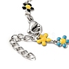 Colorful Enamel Flower Link Chain Bracelet BJEW-C023-02P-4