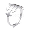 Non-Tarnish 304 Stainless Steel Hollow Out Rectangle Adjustable Ring for Women RJEW-I097-04P-1
