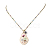 Printed Alloy Enamel Pear & Brass Enamel Evil Eye Pendant 304 Stainless Steel Enamel Dapped Chain Necklaces for Women NJEW-JN06361-3
