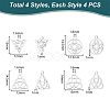 16Pcs 4 Styles 316 Surgical Stainless Steel Charms STAS-UN0058-25-3