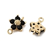 Brass Pave Cubic Zirconia Flower Links Connector Charms KK-H089-34G-03-4