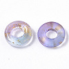 Transparent Spray Painted Glass European Beads GLAA-N035-04A-2