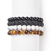 4Pcs 4 Style Synthetic & Natural Mixed Gemstone Round Beaded Stretch Bracelets Set for Men Women BJEW-JB08872-1