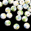 Floral Printed Porcelain Beads PORC-Q199-10mm-10-1