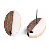 Opaque Resin & Walnut Wood Stud Earring Findings MAK-N032-004A-B03-3