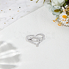 1Pc Cubic Zirconia Heart with Hand Brooch Pin JEWB-LP0005-13P-3