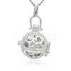 Silver Color Plated Brass Hollow Round Cage Pendants KK-J226-08S-1