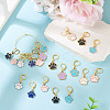 20Pcs 10 Colors Paw Print Alloy Enamel Pendant Locking Stitch Markers HJEW-TAC0097-5