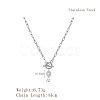 Minimalist Imitation Pearl Rice Pendant Stainless Steel PaPerclip Chain Necklaces for Everyday Women's Wear OX8079-1-2