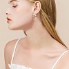 Clear Cubic Zirconia Bowknot Dangle Stud Earrings with Imitation Pearl Beaded JE1094A-7