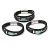 Natural Gemstone & Braided Microfiber Leather Multi-strand Bracelets for Women Men GG-CBAEA55-01-3