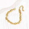 304 Stainless Steel Rectangle Link Chain Bracelets for Women BJEW-F536-17G-5