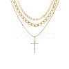 Alloy Crystal Crystal Rhinestone Cross Pendant 3-
Layer Necklaces for Women FS-WG64AC3-01-5