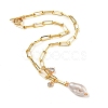 Natural Baroque Pearl Keshi Pearl Pendant Necklaces NJEW-JN02909-01-1