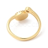 Natural Shell Flat Round Open Cuff Ring with Clear Cubic Zirconia RJEW-L106-017G-3