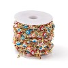 Enamel Evil Eye & Glass Flat Round Link Chains CHC-C003-22G-01-3
