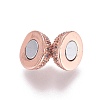 Brass Micro Pave Cubic Zirconia Magnetic Clasps with Loops ZIRC-G097-01RG-2