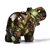 Elephant Assembled Natural Bronzite & Synthetic Imperial Jasper Model Ornament G-N330-62-5