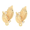 Brass Micro Pave Cubic Zirconia Stud Earring Findings KK-U015-05G-1