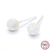 Textured 925 Sterling Silver Ball Stud Earrings EJEW-L202-004B-1