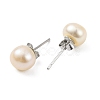 Natural Pearl Round Bead Stud Earrings EJEW-E298-01C-02P-2