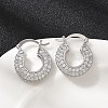 Brass Micro Pave Clear Cubic Zirconia Flat Round Hoop Earrings EJEW-K318-04B-P-1