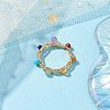 Round Natural Mixed Gemstone Bead Finger Ring RJEW-JR00723-2