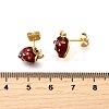 Brass Enamel Stud Earrings EJEW-F372-01A-G-5
