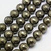 Natural Pyrite Beads Strands G-L031-14mm-03-1
