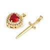 Brass Micro Pave Clear Cubic Zirconia Pendants Sets KK-R226-08G-3
