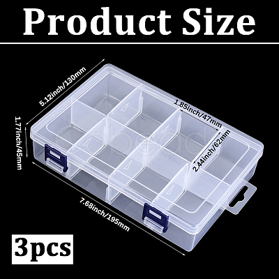 3Pcs 8 Grids PP Plastic Adjustable Dividers Boxes CON-PA0001-13-1