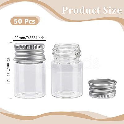 50Pcs Glass Bottles Bead Containers CON-DR0001-06A-1