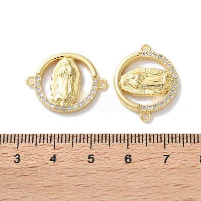 Rack Plating Brass Cubic Zirconia Virgin Mary Connector Charm KK-C084-01D-G-1