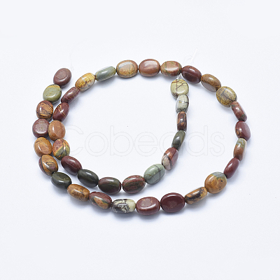 Natural Polychrome Jasper/Picasso Stone/Picasso Jasper Beads Strands G-E444-46B-1