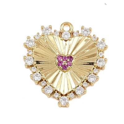 Brass Micro Pave Cubic Zirconia Pendants KK-I352-26G-02-1