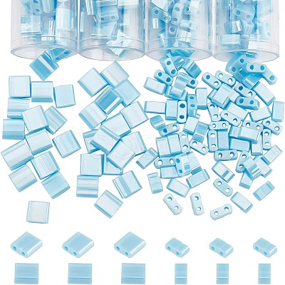 432Pcs 2 Style 2-Hole Opaque Glass Seed Beads SEED-NB0001-71-1