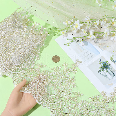 3.3Yards Polyester Lace Triming Ribbons SRIB-GF0001-57B-1