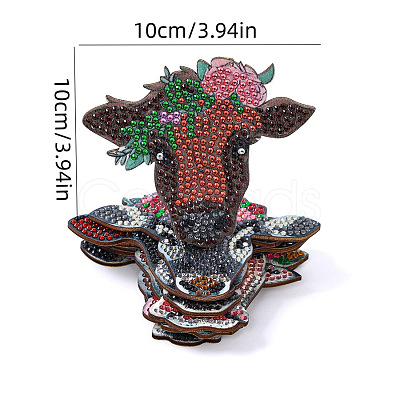 DIY 8Pcs Cow Coasters Diamond Art Painting Kit with Holder PW-WGDE775-01-1
