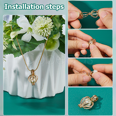 24Pcs 3 Styles Hollow Out Brass Alloy Bead Cage Pendants KK-HS0015-93-1